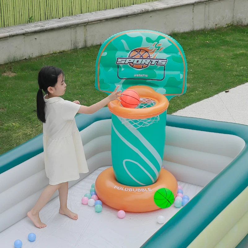 Inflatable Pvc Multifunctional Swimming Pool, Inflatable Basketball Hoop, Indoor, Water, Basketball Hoop