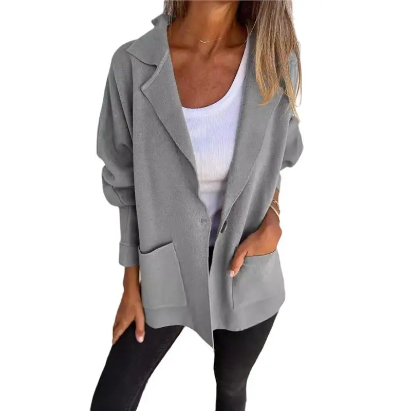 

Casual Versatile Women's Jaet Coat with ket Turn-down Collar Autumn Winter New Sle Ele Sle Loose Fit PU Material