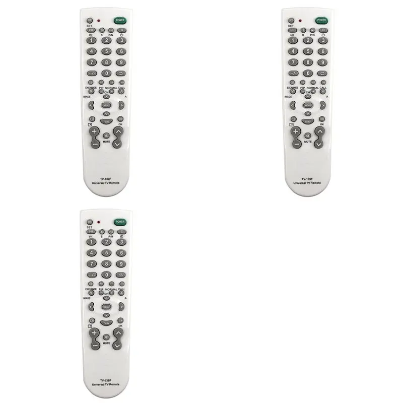 ABKN 3X Universal TV Remote Control TV-139F, Multi-Functional Smart Remote Controller for Most TV Brands, White