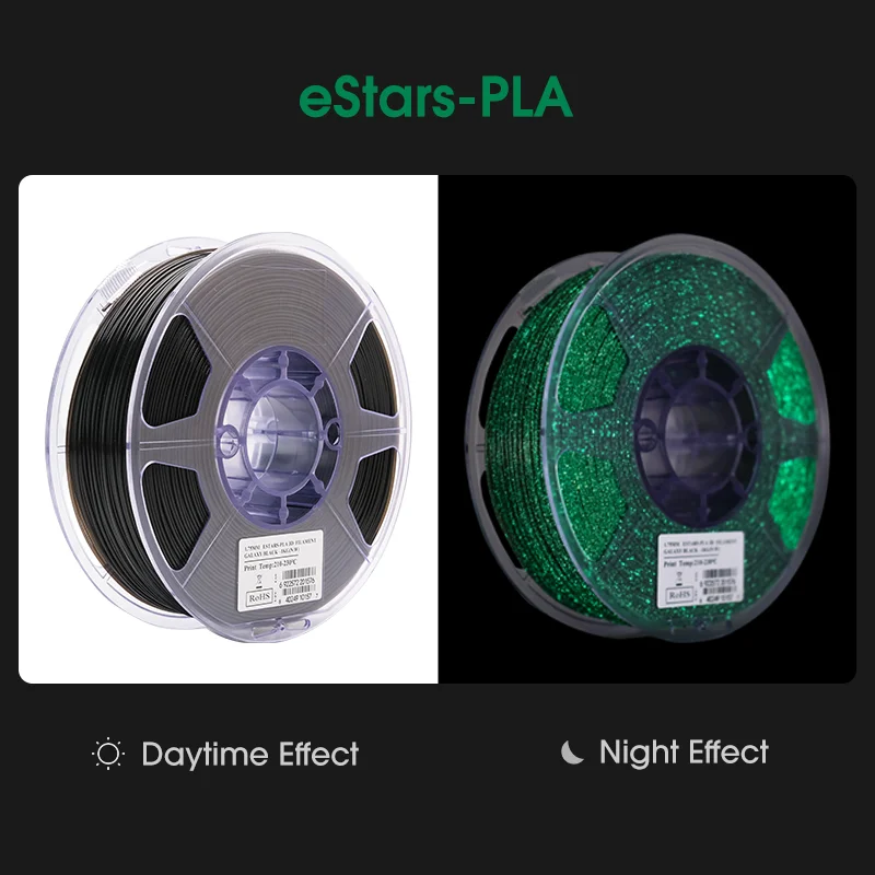eSun Lichtgevende Ster PLA Filament 1KG 1.75mm 3D Printer Filament Glow in the Dark 3D Filament eStars Lichtgevende PLA Filament