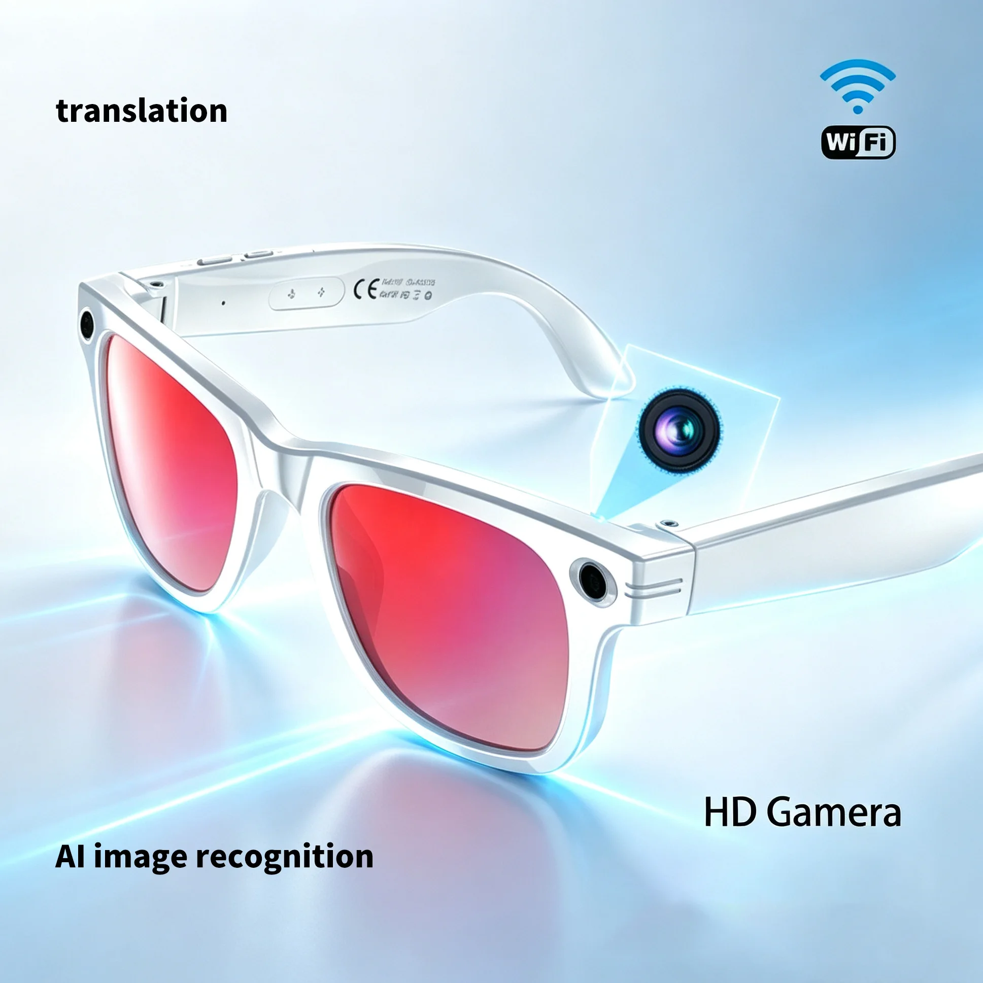 W610 Ai Smart Translation Clear Lenses Glasses 8MP HD Camera Recording Photo Video Recording Waterproof Call Sunglasses