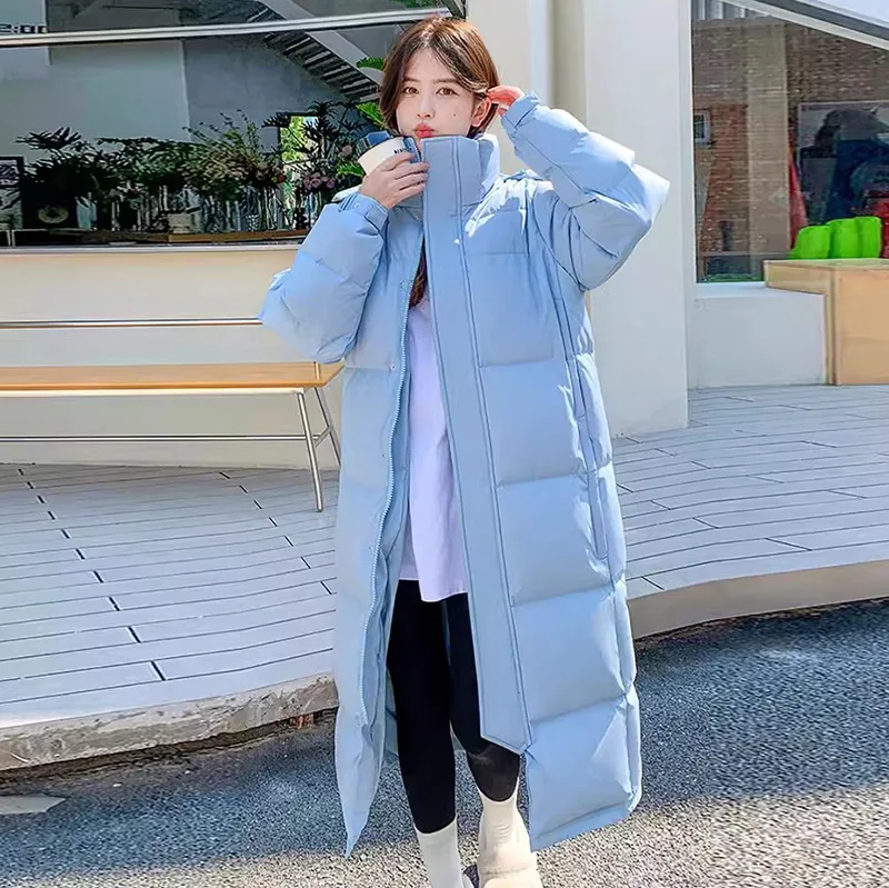 2025 المرأة الشتاء معطف دافئ طويل الأبيض بطة أسفل معطف مقنعين سترة سميكة المرأة بلايز أسفل سترة معطف Casaco Feminino #6