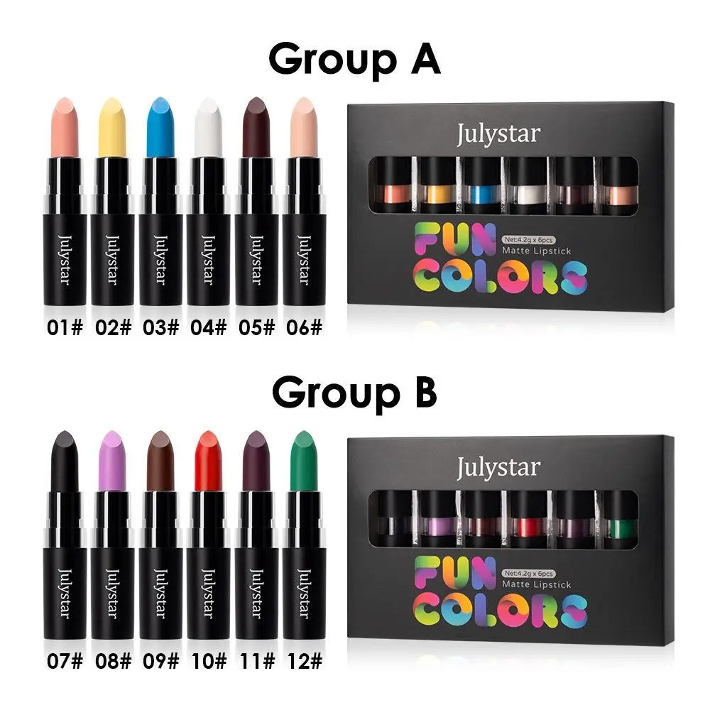 

Exaggeration Matte Lipstick Easy To Color Waterproof Lipstick Set Long-lasting Non-Stick Cup Lip Makeup Cosmetics Girls
