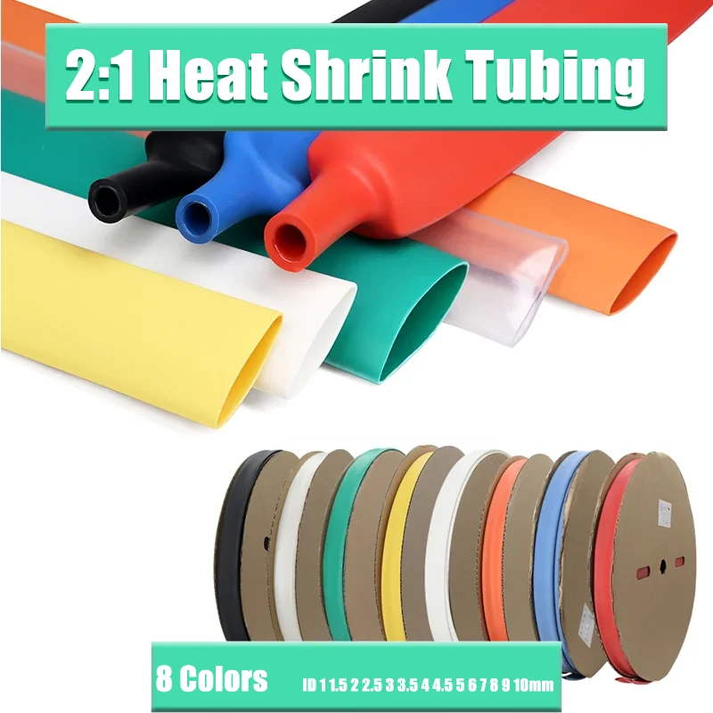 

Ratio Polyolefin Insulated Cable Sleeve 10 Meter Diameter 1 1.5 2 2.5 3 3.5 4 4.5 5 6 7 8 9 10mm Heat Shrink Tube 2:1 Shrink