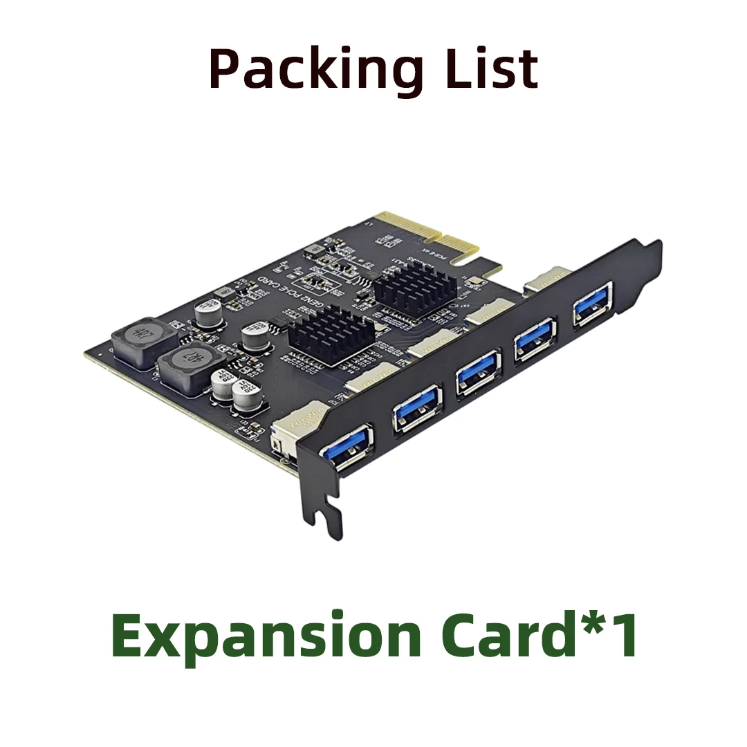PCIe 4X USB 3.2 Gen2 10Gbps Expansion Card 7 Ports Side Insert Type-A ASM3142 Chipset PCI-E USB Hub Adapter for Desktop PC