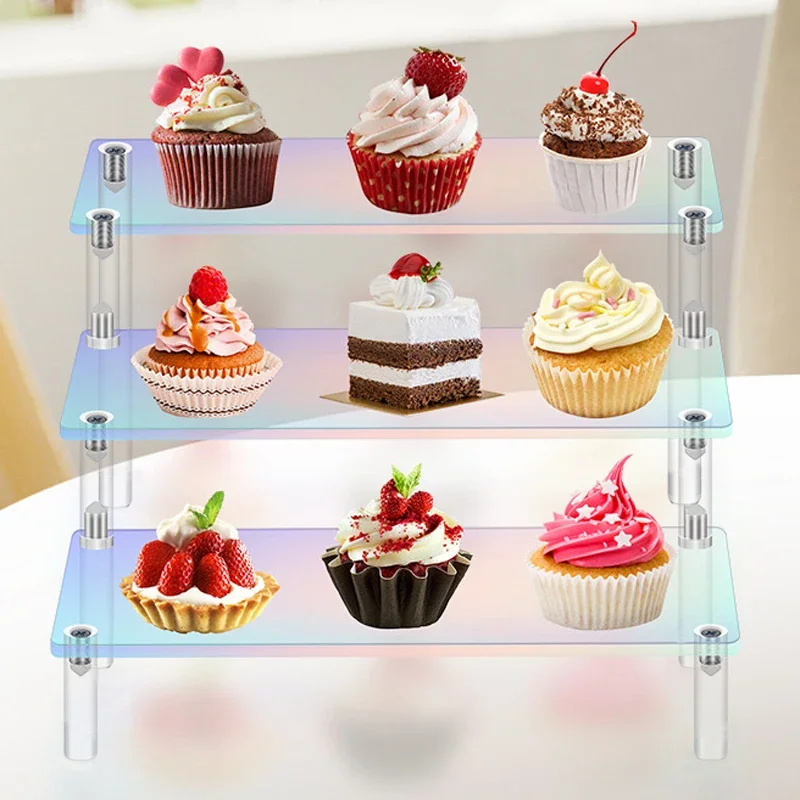 1-5 الطبقة قزحي الألوان الاكريليك عرض الناهضون رف حامل لشخصيات المقتنيات الكب كيك العطور جوهرة تزيين وتنظيم