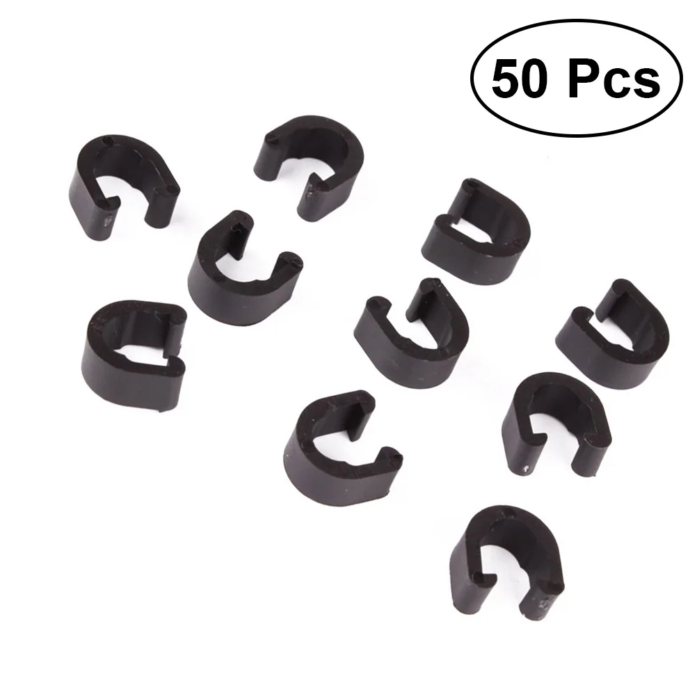 

50pcs C Style Buckle Disc Brake Cable Sets Line Deduction Transmission C-buckle Clasps Housing Hose Guide for Brake Cable (Black