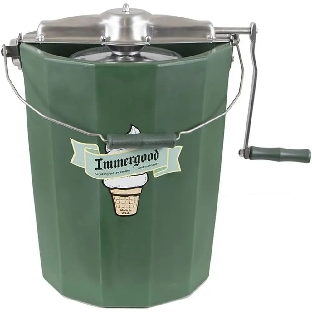 

PREMIUM Large 8 qt. - Ice Cream Maker - StainlSteel - Hand Crank