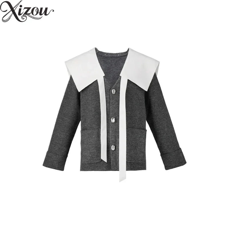

Japanese Style Loose V-Neck Long Sleeve Knit Sweater Autumn Women's Tops New Sweet Casual Lace-Up Knitted Cardigan Sweaters