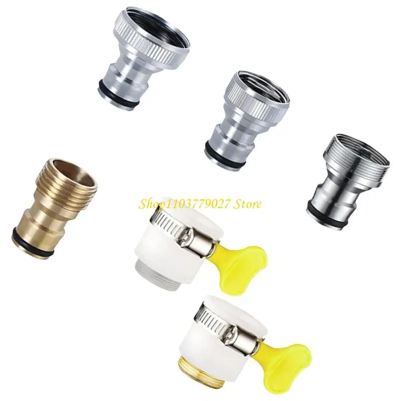 C4DF Brass Inch Hose Connectors Fast Release Couplings Metal Hose Adapters for Garden Faucets Washing Machines Auto Wash