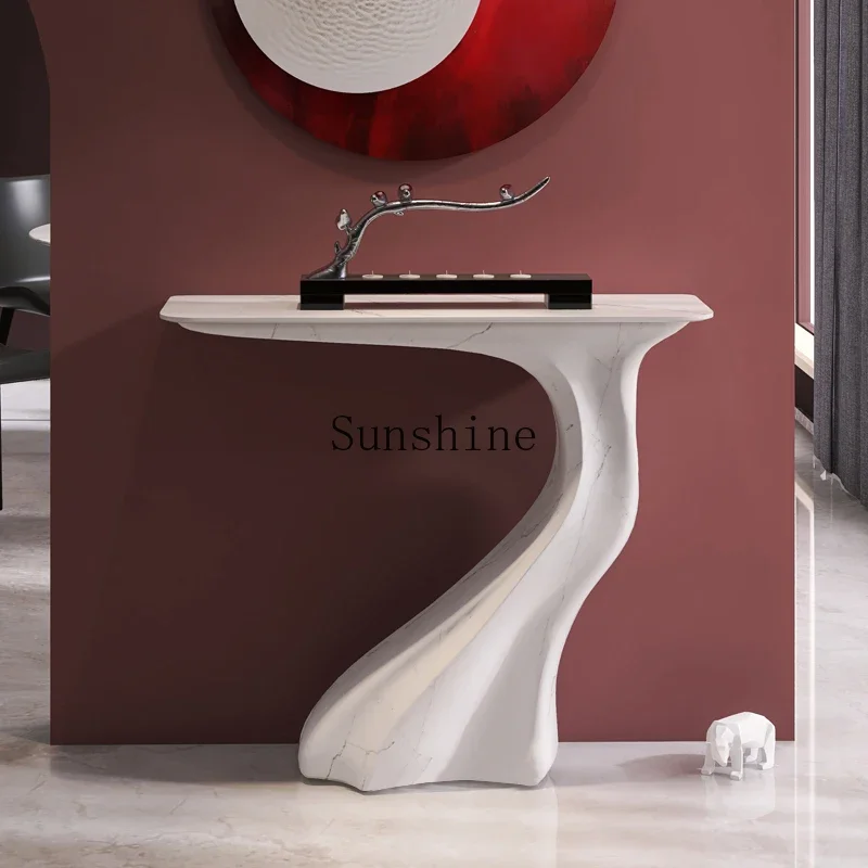 Light luxury minimalist entrance cabinet design high-end Italian corridor wall table