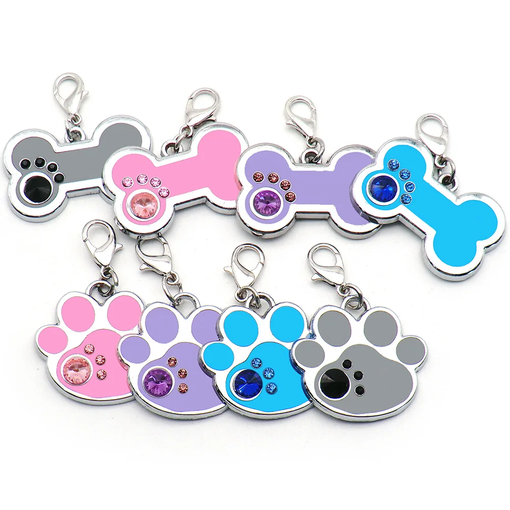 

Wholesale 100pcs Lovely Paw Personalized Pet Cat Name Tags Customized Dog Collar Accessories Nameplate Anti-Lost Alloy Key