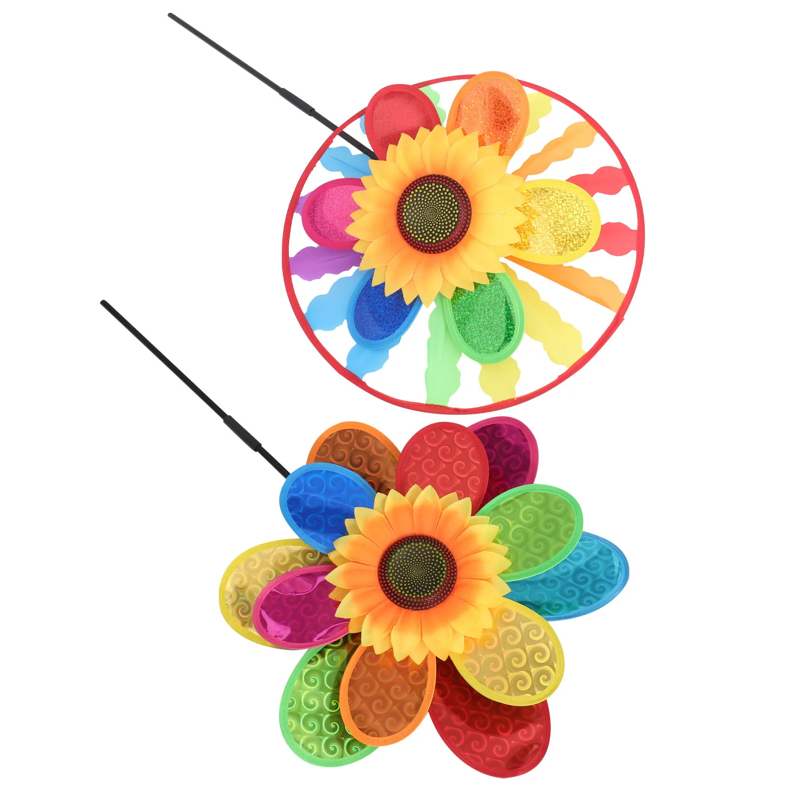 

4Pcs Seven Color Sunflower Windmills Creative Special Outdoor Playthings Develop Imagination Color Recognition