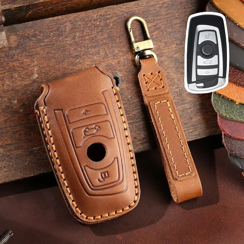 

1pc Car Leather Key Case Cover High-end-Genuine For BMW 5 Series F20 F30 F10 F18 F22 F01 X3 X4 F06 F02 M3 M5