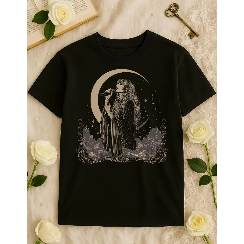 Stevie Nichols Bohemian Style Moon Pattern T-shirt Retro T-shirt Aesthetic Punk Style Unisex Cotton Breathable T-shirt