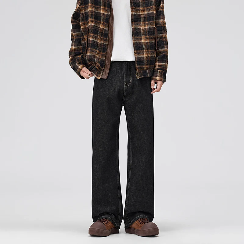 

Мужские классические прямые повседневные джинсы Мужские брендовые широкие синие джинсовые брюки Простые винтажные уличные джинсовые брюки