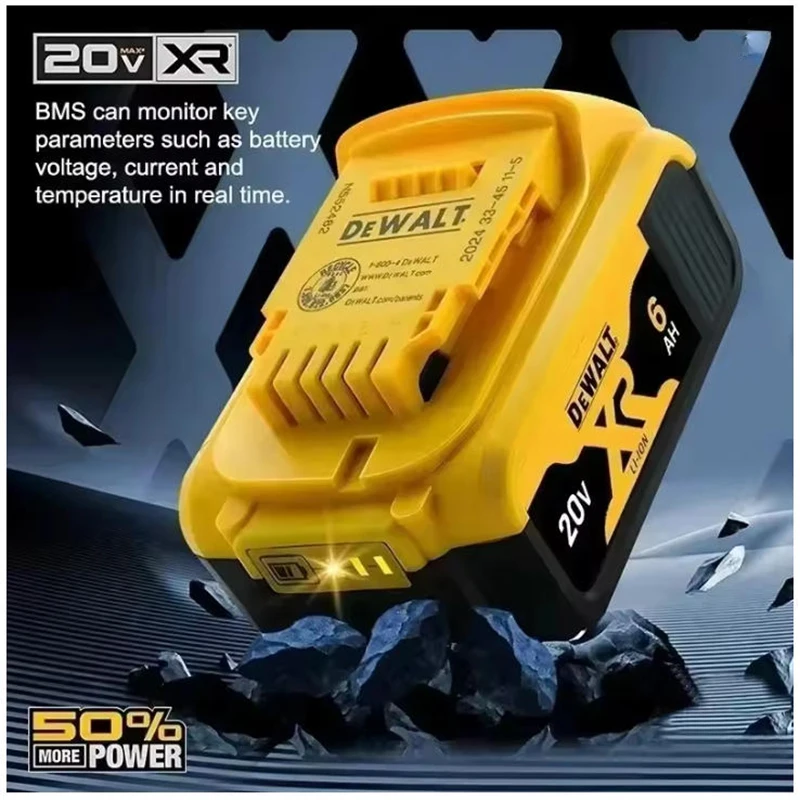 

100% Genuine Dewalt 20V Battery, 6000MAH Rechargeable Lithium Ion Battery, Dewalt DCB200 Power Tool Replacement Battery