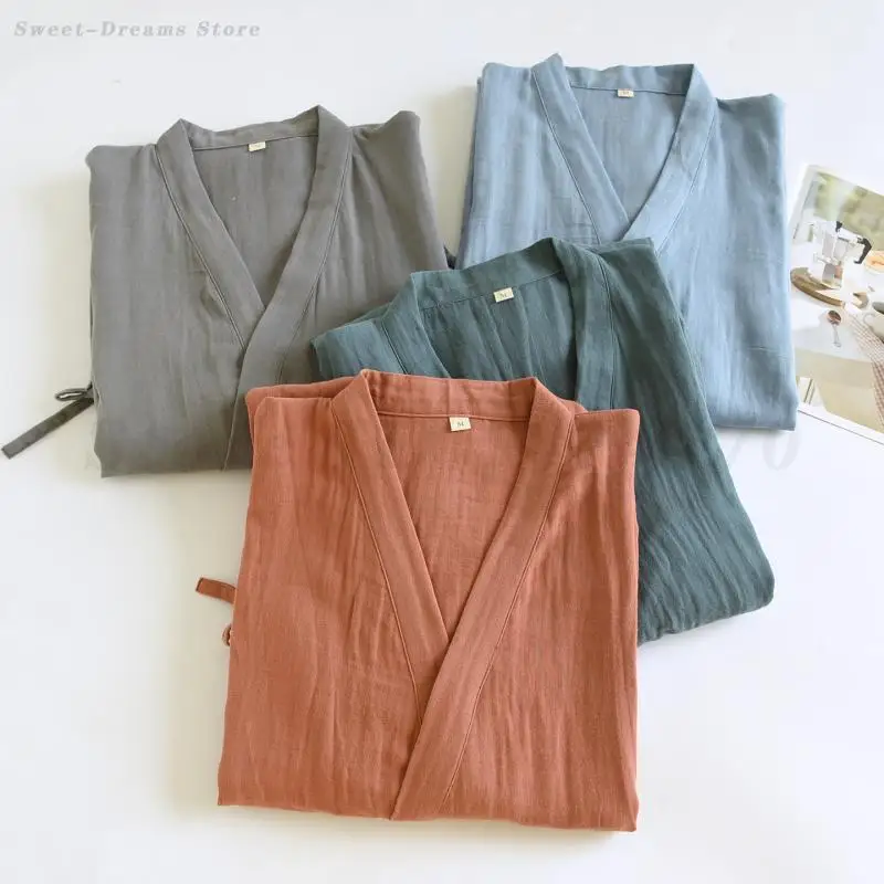 Men's Japanese Sleepwear Kimono Spring Autumn Bathrobe Loose Lingerie Cotton Nightgown Loose Casual Homewear Male Robe Pijama