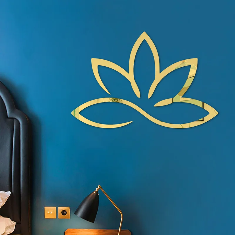 1pc Lotus 3D acrilico specchio adesivo da parete rimovibile arte adesivi murali per soggiorno camera da letto Mandala Zen Yoga studio Home Decor