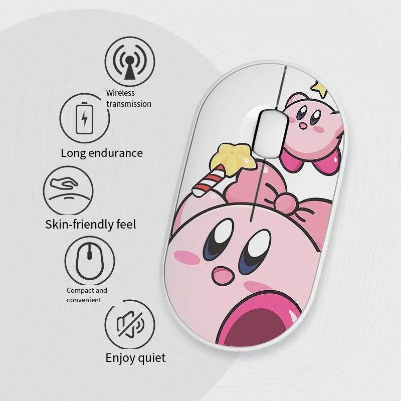 Kirby Wireless Mouse Anime Gaming Optical Mute Mous Cartoon Notebook Pc Portable Office Supplies E-Sports Game Accessories Gift