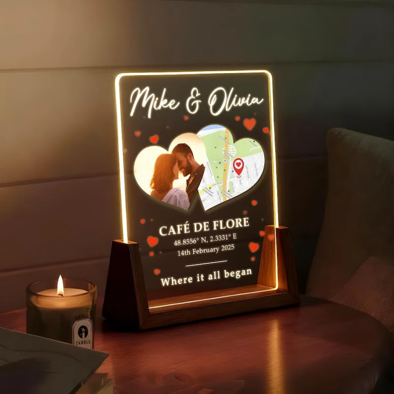 

Valentines Day Personalized Photo Map Light Custom Location Date Night Lamp Romantic Gift For Couple Lover Wedding Anniversary