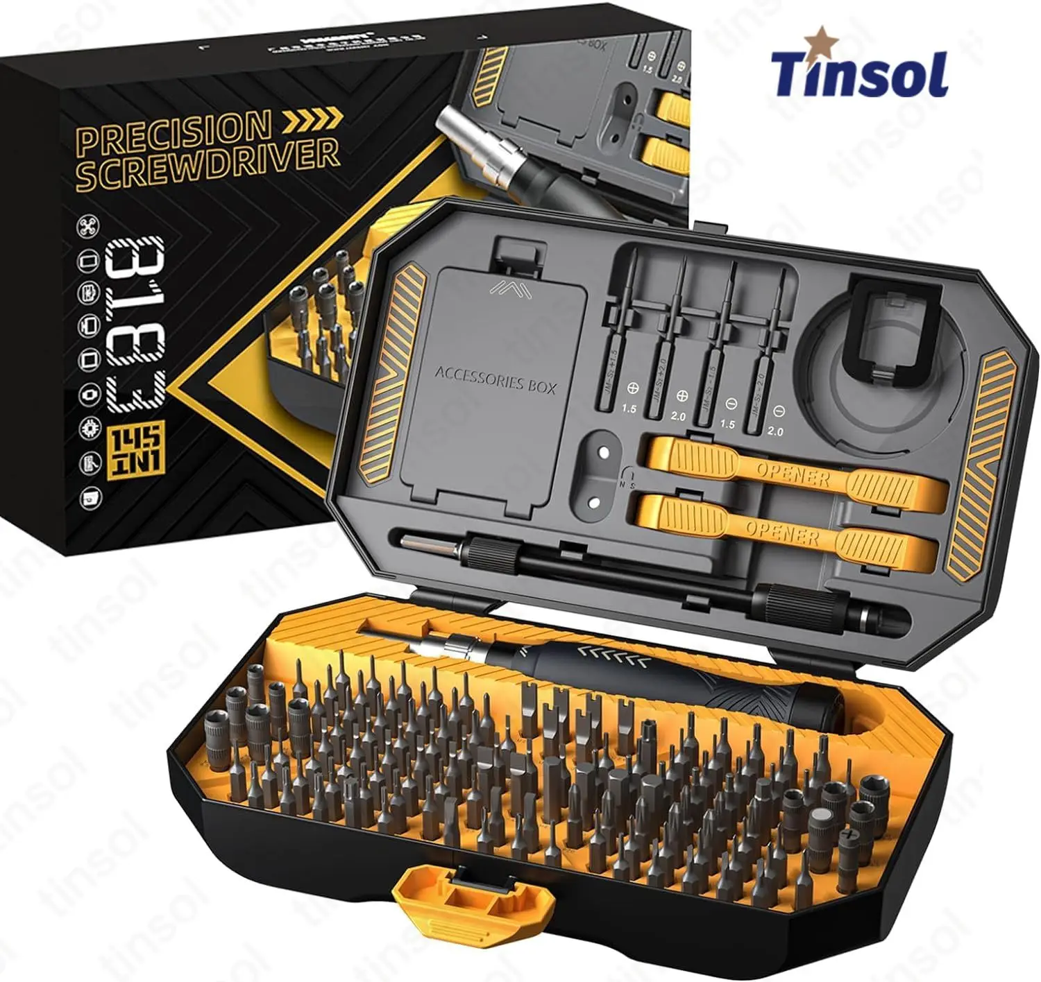 TINSOL 145 In 1 JM-8183 Precision Screwdriver Set Magnetic CR-V Hex Phillips Bits for iPhone PC Professional Repair Hand Tools