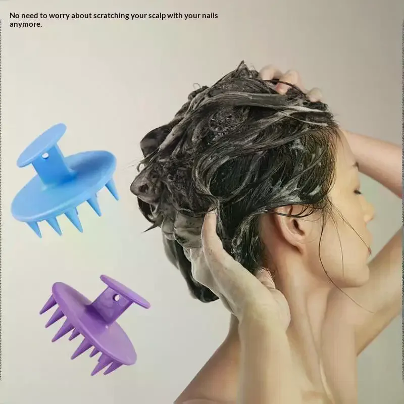 1Pcs Long Stiff Spikes Silicone Shampoo Brush Scalp Massager Curly Thick Hair Scrubber Exfoliator No Tangle Clean