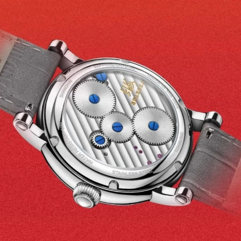 SHANGHAI Watch Carousel Luxury Watches For Men 41.5mm Mechanical Manual Winding Wristwatch Dragon Rotating Dial Tourbillon S2001