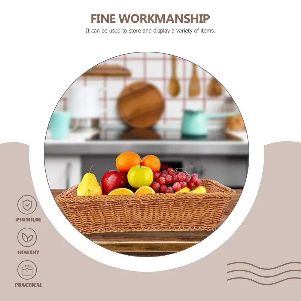 

Rustic Woven Fruit Basket Bread Storage Tray Multi-Layer Snack Holder Desktop Organizer Decorative Kitchen Container Home