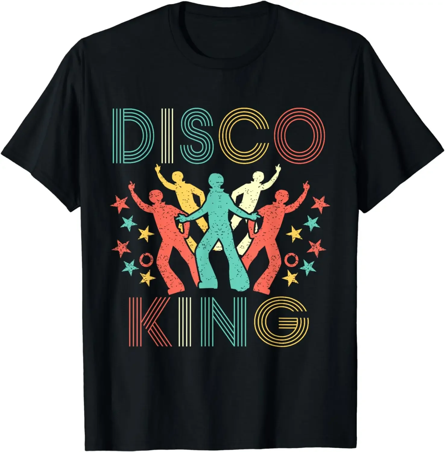 

2024 summer tops Disco King Men 1970s 1980s Distressed Dance 70s T-Shirt