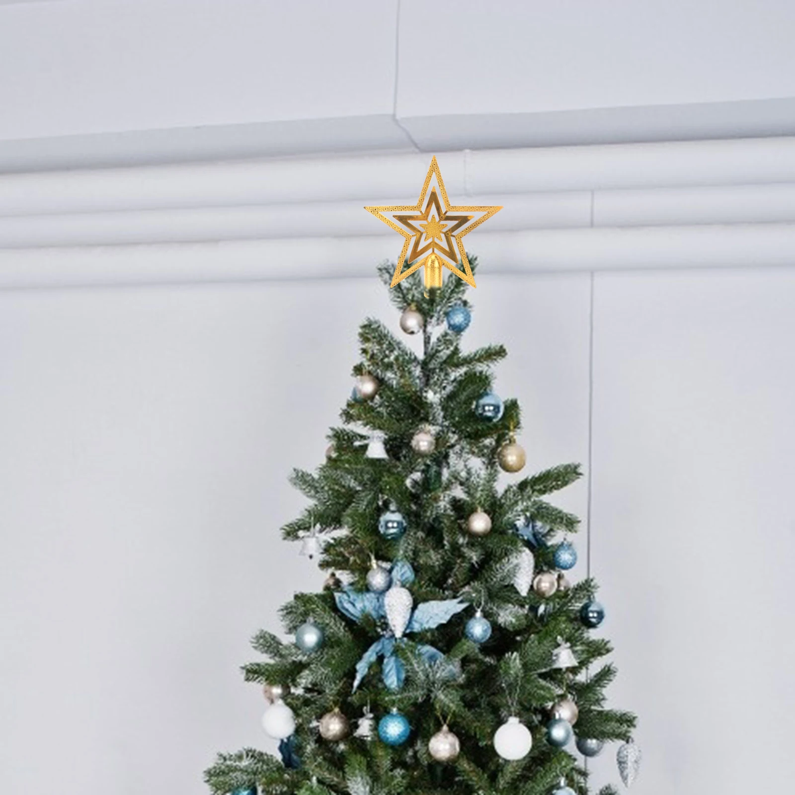 

15 Cm Christmas Tree Top Five-pointed Star Baubles Decorations Home Funny Topper Wreath