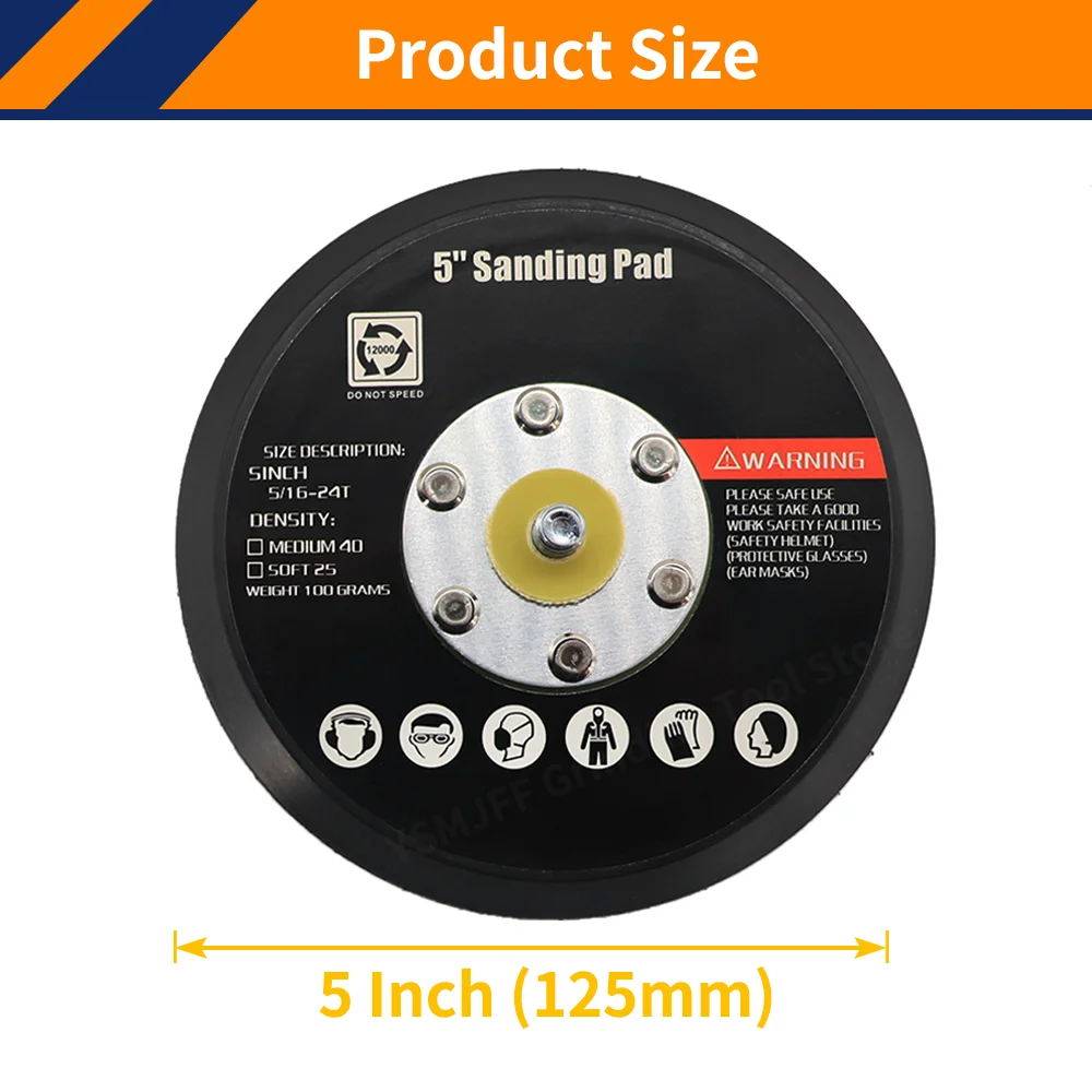 5 Inch Dual-Action Hook & Loop Molded Urethane Flexible Backing Plate 5/16\