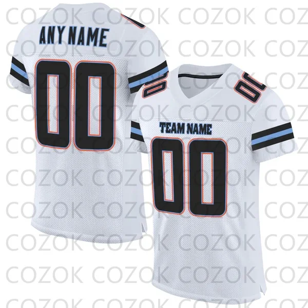 Custome White Orange Football Jerseys for Men Women Unisex Football Short Sleeves Athletic Tee Shirts