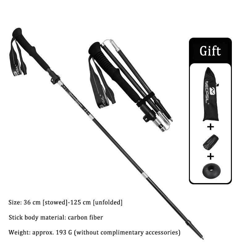 3K Carbon Fiber Folding Trekking Pole Multifunctional ultralight off-road hiking outdoor equipment