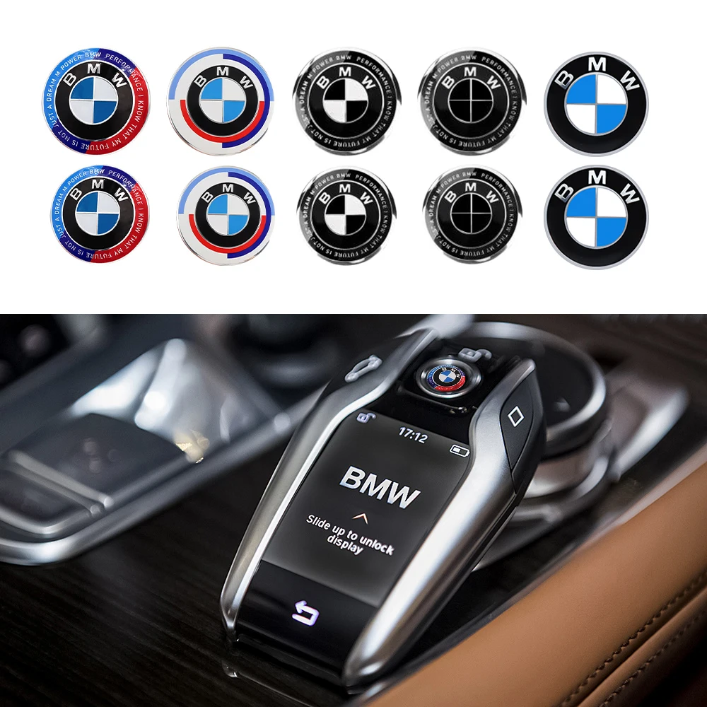 11/14MM 3D Aluminum Car Key Shell Stickers For BMW M M1 M2 M3 BMW E46 E90 E60 F30 F10 E39 E36 F20 G30 Auto Key Remote Fob Decals