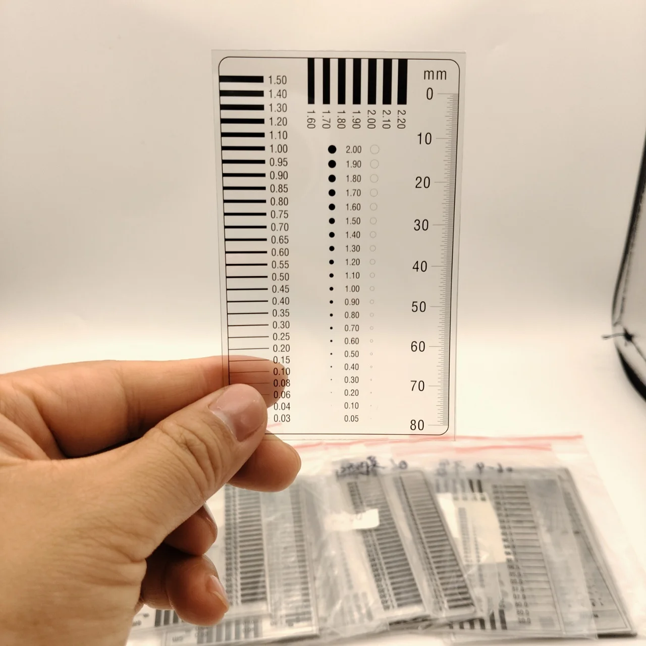 High‑Precision PET Film Calibration Ruler Point Gauge, Microscope Micrometer Contrast Card for Dot Line Crack Stain Defect Inspe