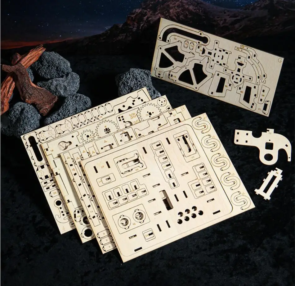 OUZEY 3D تشغيل الرخام الخشبي - نموذج ميكانيكي قاذفة كهربائية، مجموعة تجربة علمية STEM للبالغين والمراهقين من سن 14 عامًا