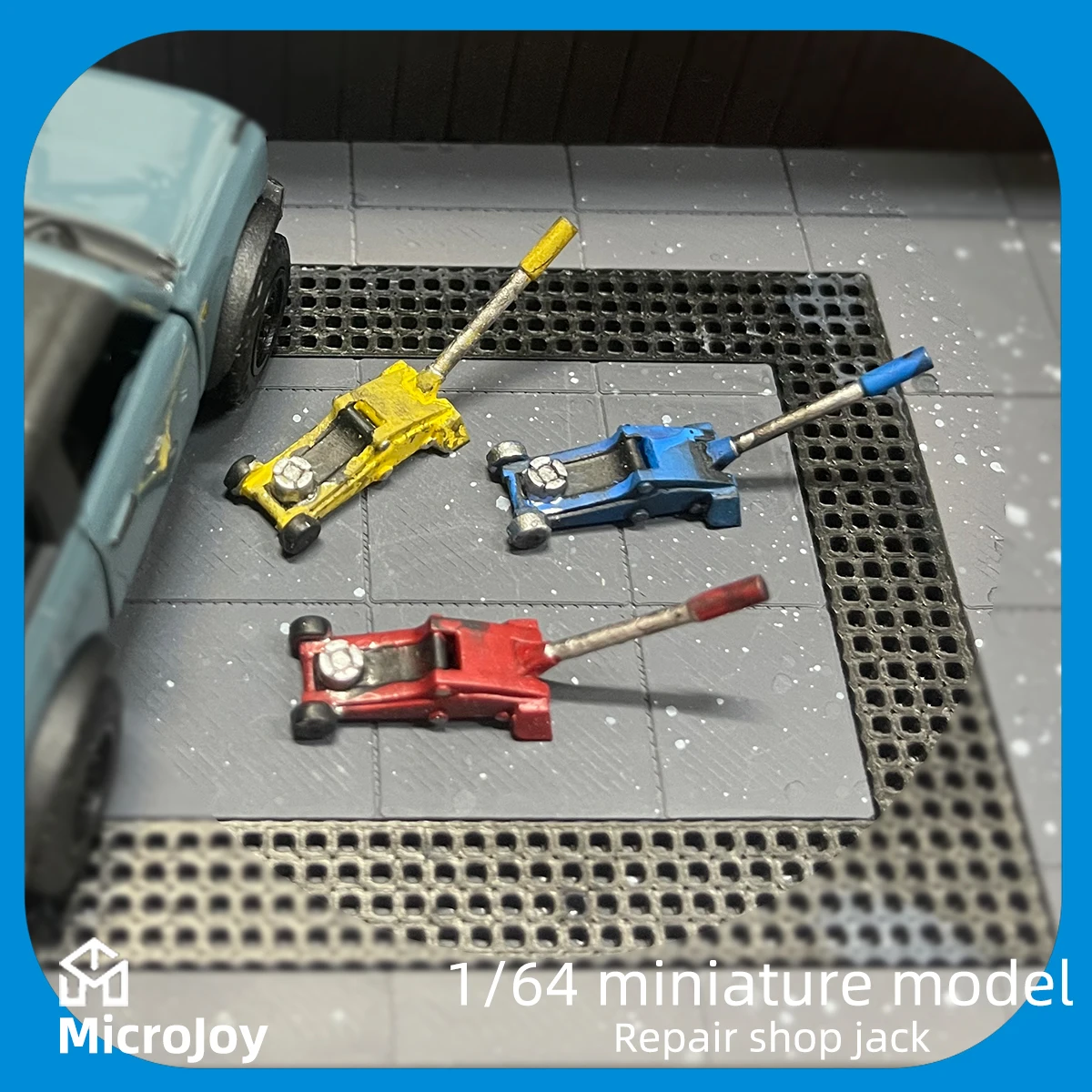 Feine Szenerie im Maßstab 1:64: Miniatur-Reparaturwerkstatt, Mini-Jack-Ornament, Automodell-Szenerie, Vintage-Layout