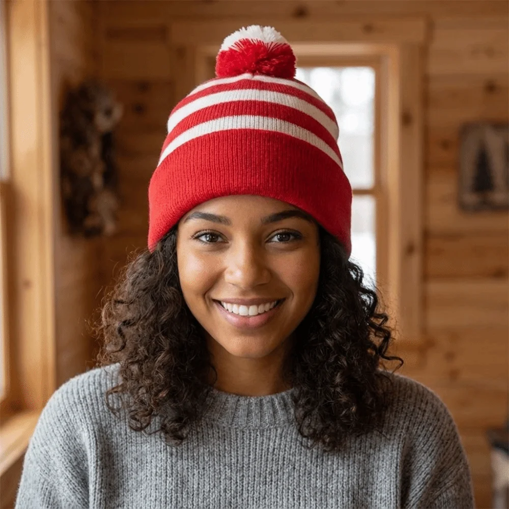 Fashion Merry Christmas Hat Christmas Knitted Hat Green Red Crochet Santa Beanie Hat Warm Woolen Hat Striped Hat Christmas