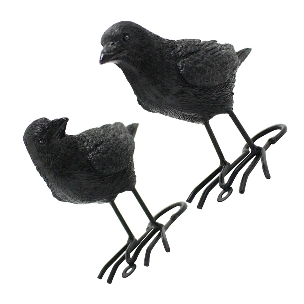 

2 Pcs Crow nament Halloween Decorations Statue Resin Model Lifelike CrowsHaunted House Prop Party Supplies