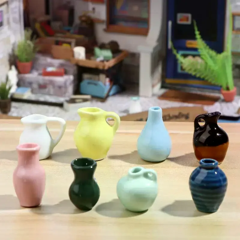 1Pcs Creative 3D Stereo Home Decoration Magnet Ins Style Dollhouse Miniature Ceramic Small Vase Model Refrigerator Sticker