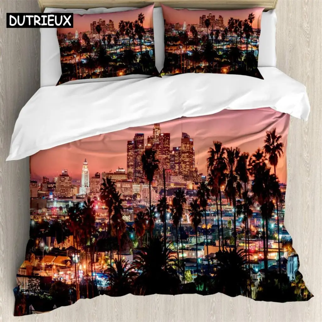 City view 3Pcs Bedding Sets 3D Digital Printing Custom Quilt Duvet Cover Set  Home Queen King Quilt Pillowcase