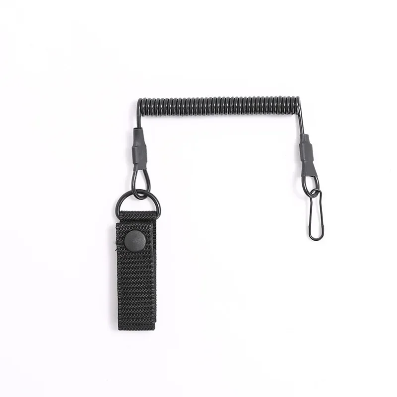 Tactical Anti-lost Elastic Lanyard Anti-theft Anti-cut Spring Seat Belt Gun Rope Key Ring Flashlight Accessories view 2