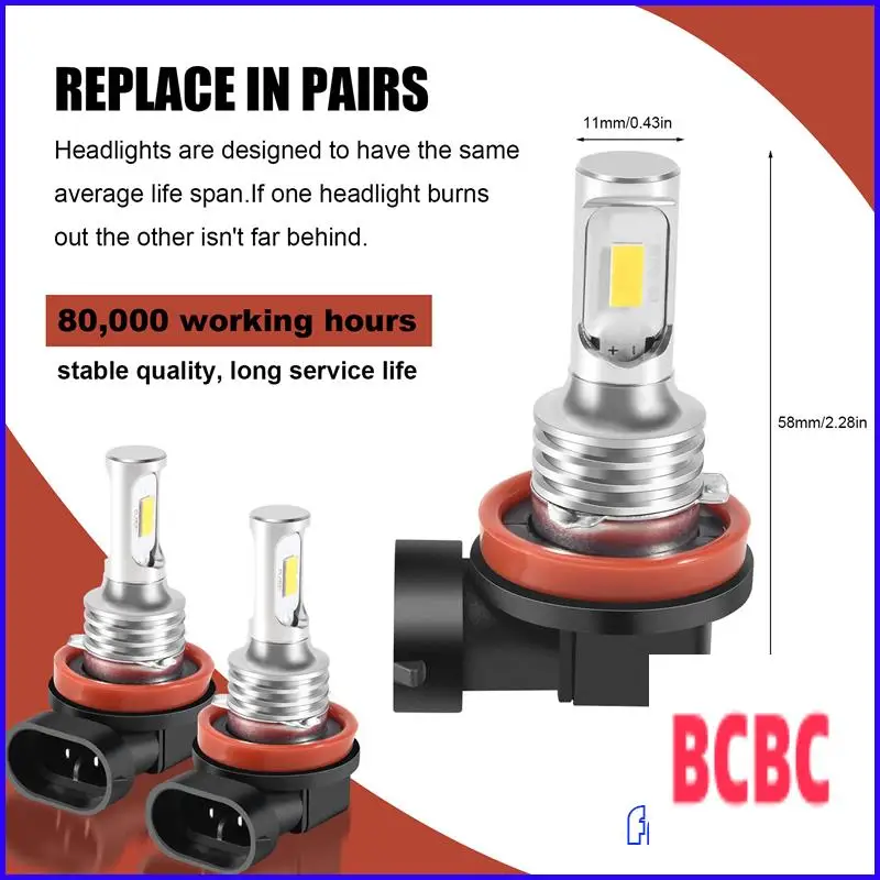BB-H11 H8 H16 80W 4000LM 3000K مجموعة مصابيح الضباب LED ذات التقنية الصفراء