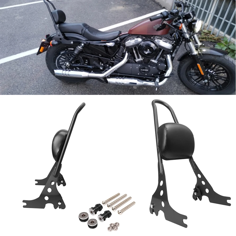 

Motorcycle Black Detachable Passenger Sissy Bar Backrest Pad Cushion For Harley Sportster Iron 1200 883 XL Forty Eight 2004-2022