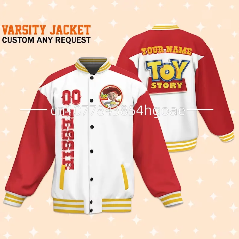 New Customized Name Toy Story Baseball Jacket  Buzz Lightyear  Casual Baseball Jacket Oversize Street Men's and Women's Jacket