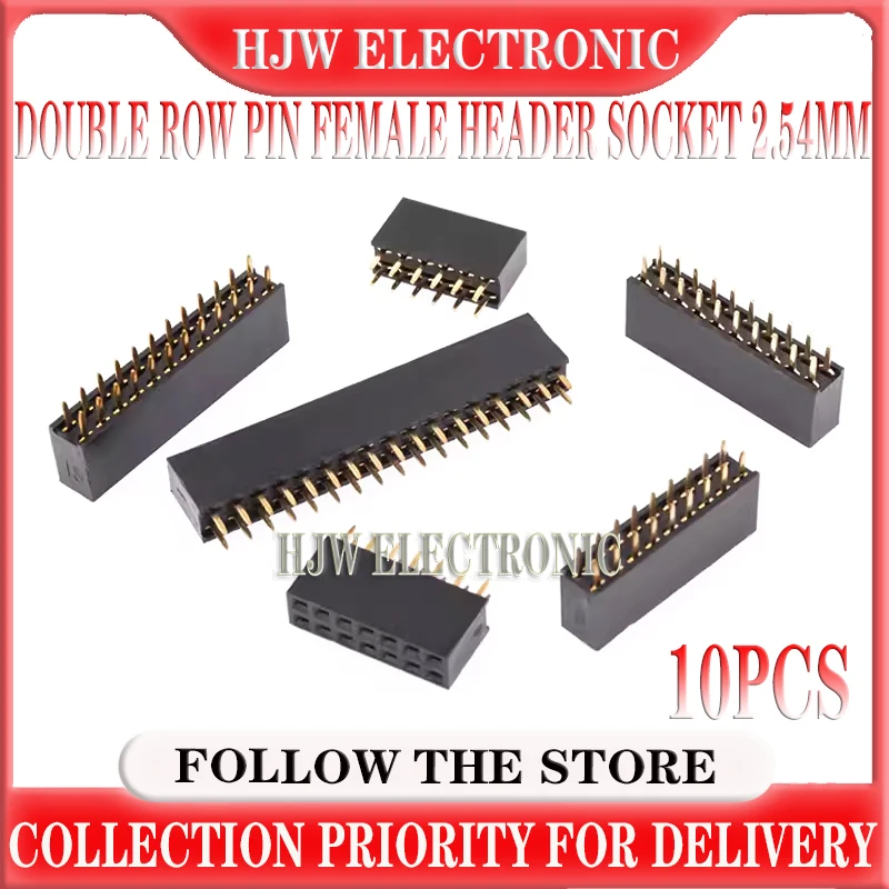 10PCS Double Row Pin Female Header Socket Pitch 2.54mm 2*2p 3PIN 4PIN 5PIN 6PIN 7PIN 8PIN 9PIN 20PIN Connector For arduino