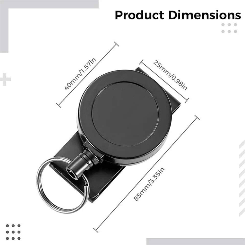 ПОЛНЫЙ сверхмощный выдвижной брелок с зажимом для ремня, 360° °   Выдвижной брелок для тяжелых условий эксплуатации с тросом и кольцом для ключей, 2 шт.