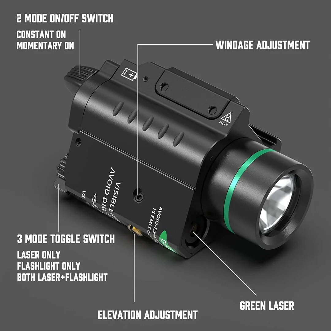 Feyachi Green Laser Flashlight Combo 500 Lumen Tactical Light with Picatinny Rail Mount