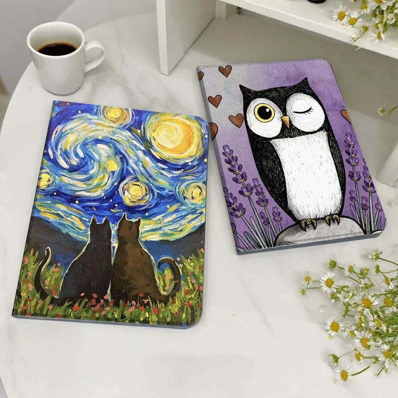 

Чехол для планшета с рисунком «Кот-сова» в стиле масляной живописи для Lenovo Xiaoxin Tab Pad K11 K10 M10 P11 3rd Plus Pro Legion Y700 Y900 Gen4 2 – отличный подарок